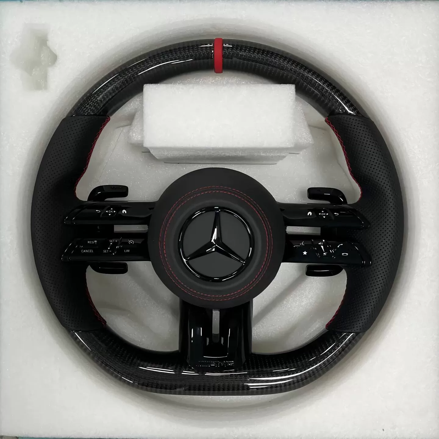 Mercedes-Benz G-Class Dragonfly Carbon Fiber Sports Steering Wheel Compatible with the new G63/G500—original vehicle upgrade Features extended carbon fiber shift paddles