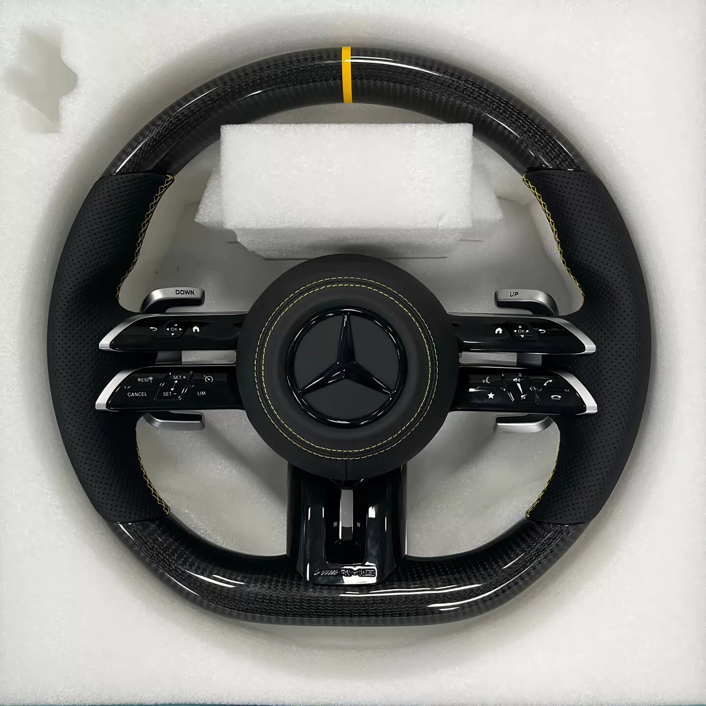 Mercedes-Benz G-Class Dragonfly Carbon Fiber Sports Steering Wheel Compatible with the new G63/G500—original vehicle upgrade Features extended carbon fiber shift paddles